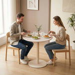 Tavolo da Pranzo Rotondo per 2 Persone Ø60 cm, Moderno con Base Rotonda, Struttura in Acciaio, per Interni ed Esterni, Beige