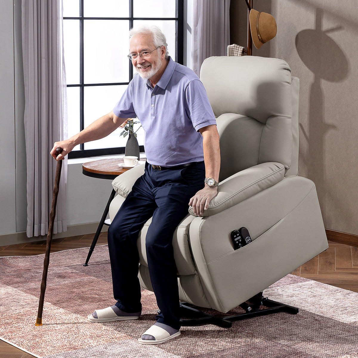 Fauteuil releveur électrique, fauteuil relax électrique avec fonction massage et chauffage, 89 x 94,5 x 103 cm, gris