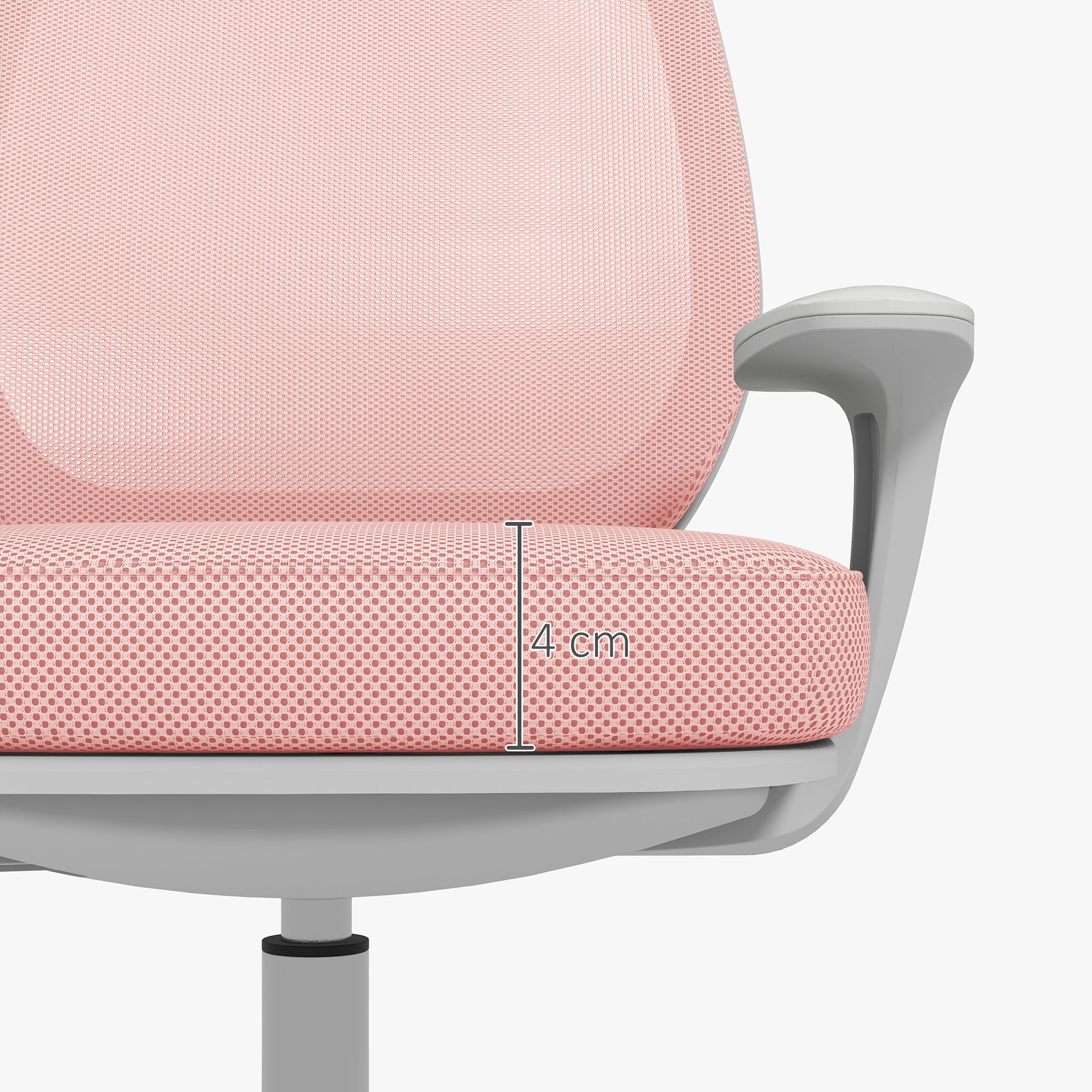 Bureaustoel, ergonomische bureaustoel van mesh, in hoogte verstelbaar, 55x48x82,5-94,5 cm, roze