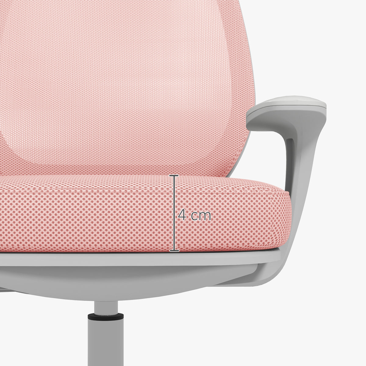 Fauteuil de bureau, chaise de bureau ergonomique en maille, hauteur réglable, 55x48x82,5-94,5cm, rose