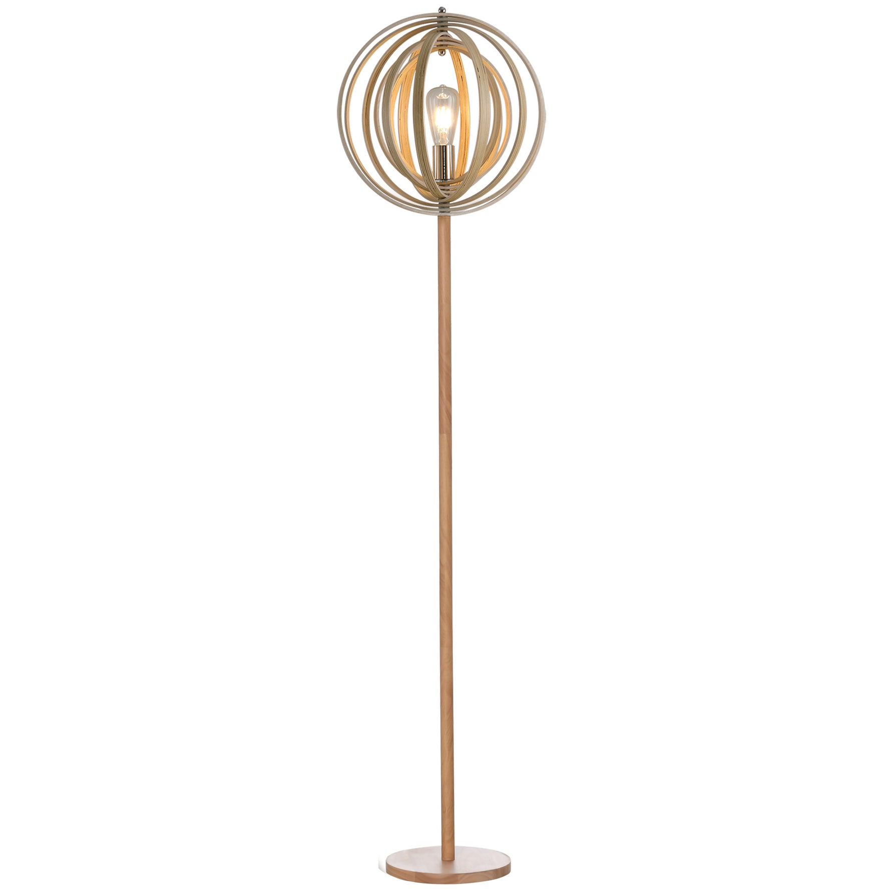 Lampadaire sur Pied Circulaire 40 W Max. Abat-Jour bois naturel clair dim. Ø 38 x 160 cm