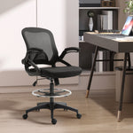 Chaise bureau ergonomique, fauteuil de bureau avec repose-pieds, chaise de dessin à dossier en maille, hauteur réglable, accoudoirs, assise rembourrée et pivotante 360°, noir