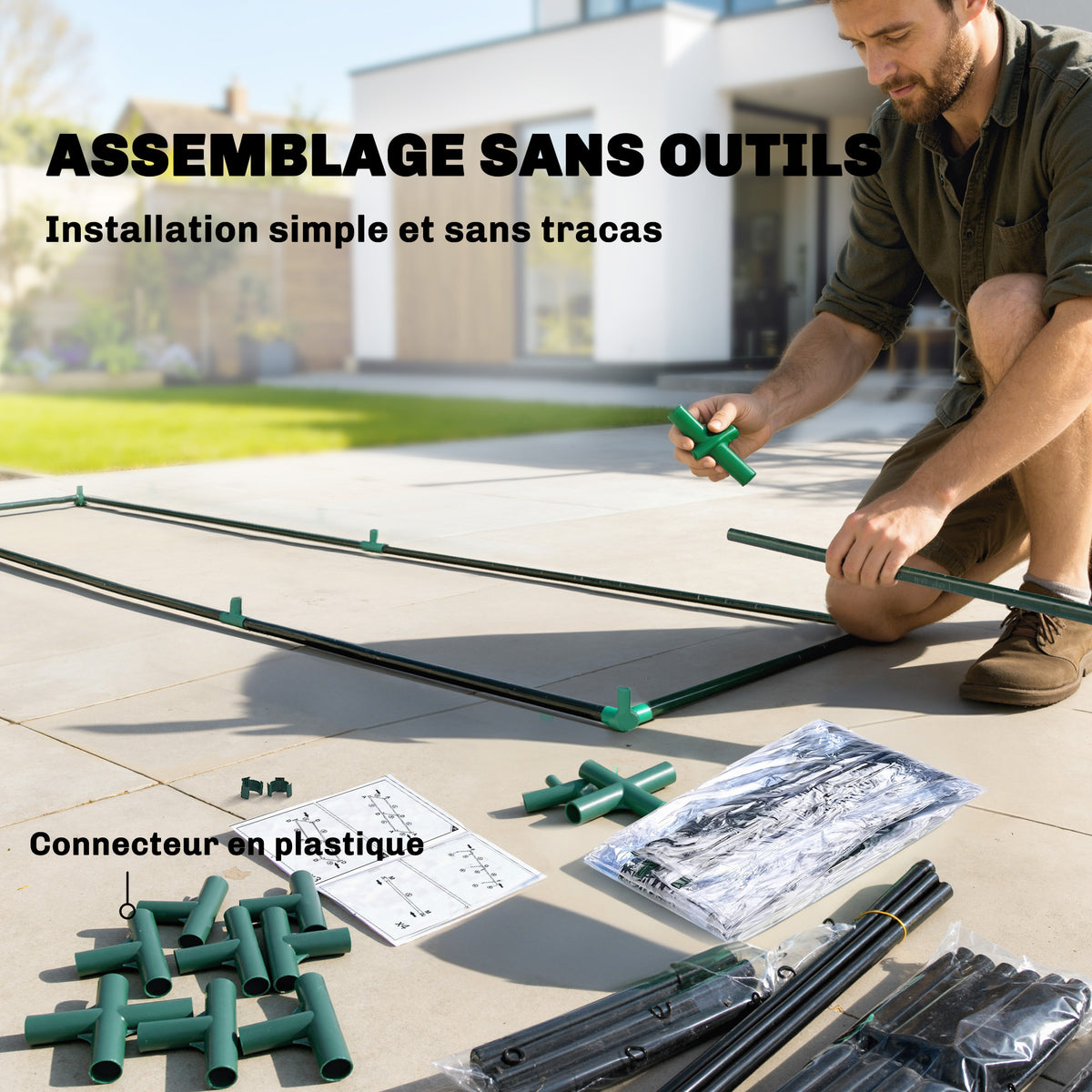 Serre de Jardin avec étagères 3 niveaux, Petite Serre en Bâche PVC et Châssis Acier, 2 Portes Roulantes, Transparent