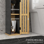 Meuble de salle de bain avec support papier toilette rangement avec barre amovible 2 Niveaux + Sortie Papier MDF Bambou