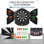 Cible jeu de fléchettes électronique 27 jeux jusqu'à 8 joueurs LED haut-parleur noir