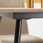 Table à manger 4 personnes rectangulaire avec plateau effet bois et 4 pieds en acier 140 x 80 x 76 cm noir