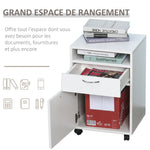 Caisson de bureau rangement bureau sur roulettes tiroir placard niche panneaux particules blanc