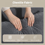 Canapé convertible 2 places, canapé-lit clic-clac en chenille, dossier réglable, 2 coussins, poche latérale, gris-7