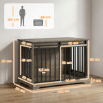Cage pour Chien en Bois et Acier avec Porte Coulissante, Table d'Appoint, Niche Moderne, 100x60x68cm, Effet Bois Gris