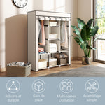 Armoire penderie multi-rangement - 8 étagères, 2 barres - non tissé crème
