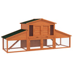 Clapier cage à lapins rongeurs poulailler XXL 2 étages 2 enclos tiroir déjection 2,25L x 0,70l x 1H m bois massif pin