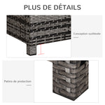 Table Basse de Jardin Plateau Verre trempé 5 mm rotin tressé 85 x 50 x 39cm Max. 70 kg gris