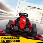 Kart Électrique pour Enfants 24 V, Go Kart, Moteur 2 x 150W, Mode Drift, Siège Réglable, Démarrage Progressif, Rouge