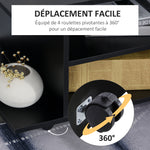 Meuble TV avec Roulettes 80 cm, Meuble Télé pour Téléviseur jusqu'à 42 Pouces avec Étagères Ouvertes, Style Moderne, Banc TV pour Salon, Chambre, Noir