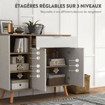 Meuble de rangement buffet cuisine 1 tiroir 1 placard double porte 3 étagères réglables 95 x 35 x 85 cm blanc