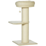Arbre à chat griffoir sisal naturel 2 plateforme panier observation jeu boule suspendue peluche beige