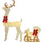 Renne et traîneau lumineux de Noël avec 170 LED blanc chaud, décoration de Noël pour intérieur et extérieur, 50x29x42cm