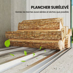 Abri-bûches Couvert Support pour Bois de Chauffage Plancher Surélevé Toit Incliné, Acier Galvanisé 213x66,5x150cm Vert