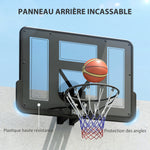 Panier de basket mural panier basket avec panneau incassable cerceau en acier et filet indéchirable 110L x 75H cm noir