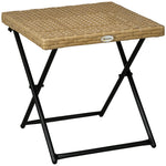 Table basse pliable de jardin style cosy chic dim. 40L x 40l x 40H cm métal époxy résine tressée bois naturel
