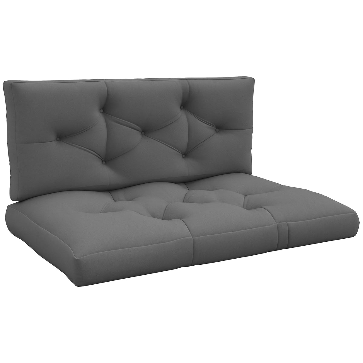 Ensemble de 2 coussins pour canapé palette 2 places dim. 120L x 80l x 12H cm Polyester gris