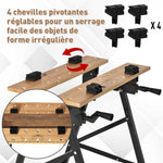 Établi pliant établi de serrage avec 4 serre-joints table de travail, charge 150 kg, 63,5x60,5x78cm, noir