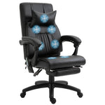 Fauteuil de bureau manager massant repose-pied + tétière intégrés dossier inclinable hauteur réglable 68 x 79 x 104-112 cm noir