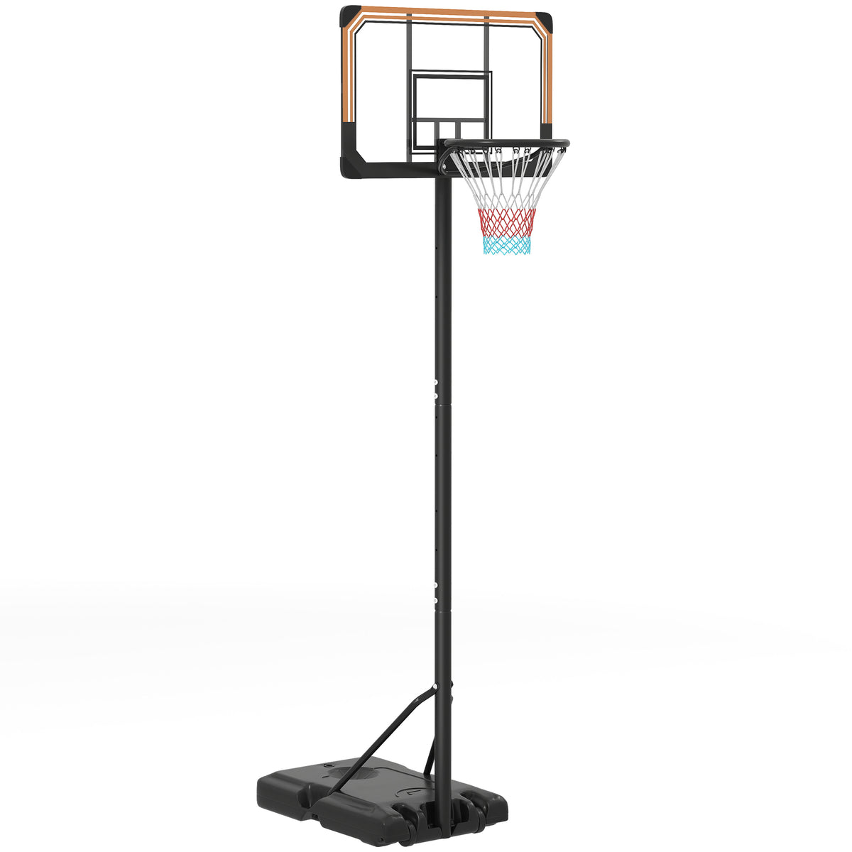 Panier de basket sur pied hauteur réglable 213 - 243 cm avec base de lestage roulettes panneau arrière robuste noir