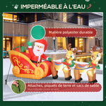 Babbo Natale gonfiabile con slitta e renne 240 cm 6 luci LED decorazione natalizia per interni ed esterni rosso