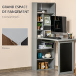 Bureau avec rangement pliable murale rabattable avec bibliothèque poste de travail tableau à craie et étagère réglable