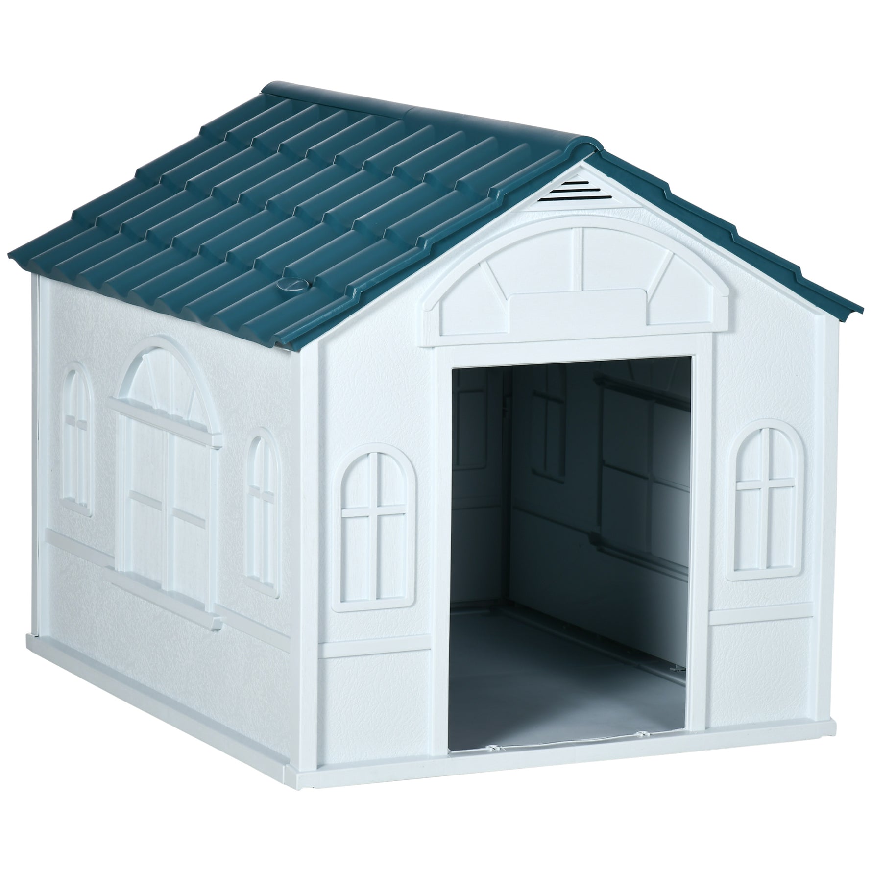 Niche pour Chien Extérieur avec Toit en Pente et Porte Avant Ouverte, pour Chiens Moyens et Grands, 84,2x98,2x82cm, Bleu