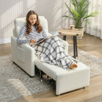 Fauteuil convertible 1 place, fauteuil-lit avec rangement caché, assise large et rembourrée, 72 x 85,5 x 91 cm, crème