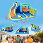 Château gonflable avec souffleur 8 en 1, parc aquatique, toboggan, trampoline, piscine à balles, oxford, multicolore