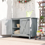 Armoire de jardin en bois, placard de jardin en bois avec étagères et double portes, 110 x 60 x 88,5 cm, gris clair