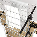 Folding laundry drying rack with side wings for indoor and outdoor use, 142 x 55 x 172 cm, 4 tiers, black
