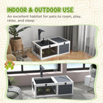 Maison enclos cage pour petit animal tortue avec 2 espaces support de lampe 81 x 48 x 31,5 cm gris