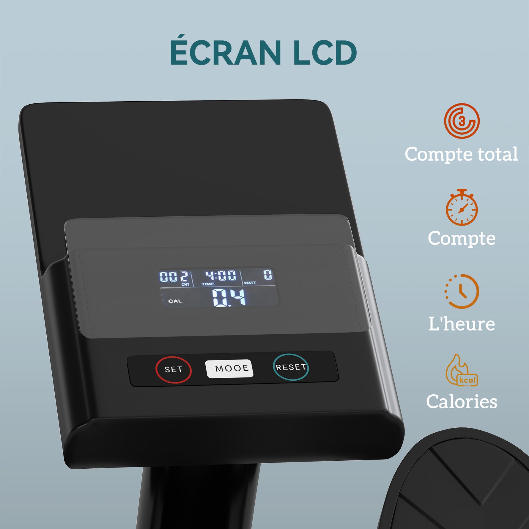 Rameur hydraulique à 12 niveaux avec écran LCD, pour l'entraînement cardio à domicile, charge max. 130 kg, noir