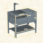 Maison enclos pour tortues sur pieds avec étagère de rangement en bois de sapin - dim. 103H x 84L x 51l cm