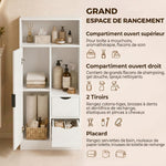 Mobiletto da bagno, mobile contenitore stretto con 2 cassetti, scomparti a giorno, 50x25x100cm, bianco
