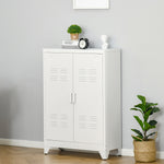 Armadio da ufficio a 3 ripiani mobiletto contenitore per ufficio in metallo 2 ante ripiani regolabili 75 x 33 x 110 cm bianco
