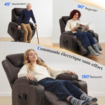 Fauteuil releveur électrique, fauteuil relax électrique, repose-pied, dossier inclinable, port USB, 83x95x107cm, marron