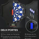 Cible jeu de fléchettes électronique refermable 2 portes 31 jeux jusqu'à 8 joueurs affichage LCD haut-parleur noir