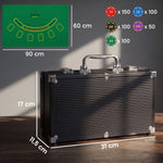 Poker-Koffer 500 Jetons 5 Werte, 2 Kartendecks, Spielmatte, Dealer-Button, Blind, Alu, 31x17x11,5 cm, Schwarz
