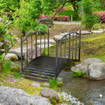 Pont de Jardin Pont en acier avec Garde-corps latéraux, Charge Maximale 120 KG, décoration Jardin, 119 x 67 x 70 cm noir