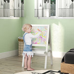 Tableau chevalet enfant 2 en 1 face ardoise magnétique et face tableau noir à craie blanc