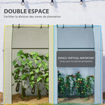 Serre de jardin 1,8 m² serre à tomates 2 portes zippées déroulantes 4 fenêtres enroulables acier PE 135 g/m² blanc