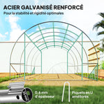 Serre tunnel de jardin 3 x 4 x 2 m avec porte enroulable et grandes fenêtres, en acier galvanisé et PE, vert