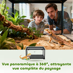 Terrarium en verre pour reptile enclos pour hamster 86 L ventilation supérieure porte coulissante 50,8x30,5x35,6cm noir