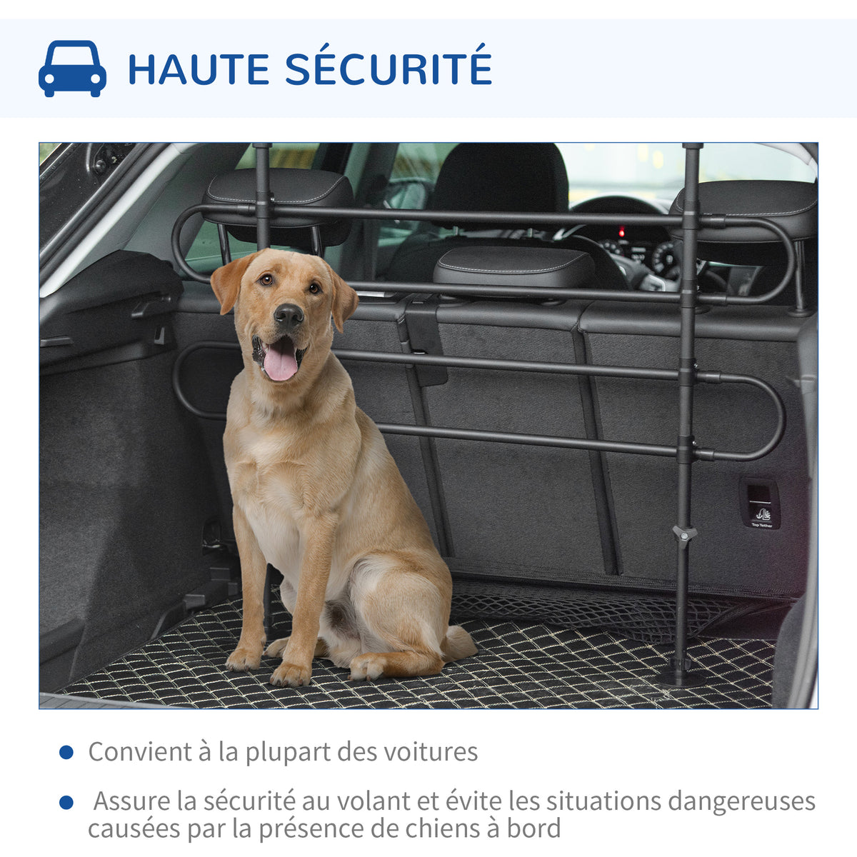 Griglia di separazione universale per cani, barriera di sicurezza estensibile per animali domestici, in acciaio nero