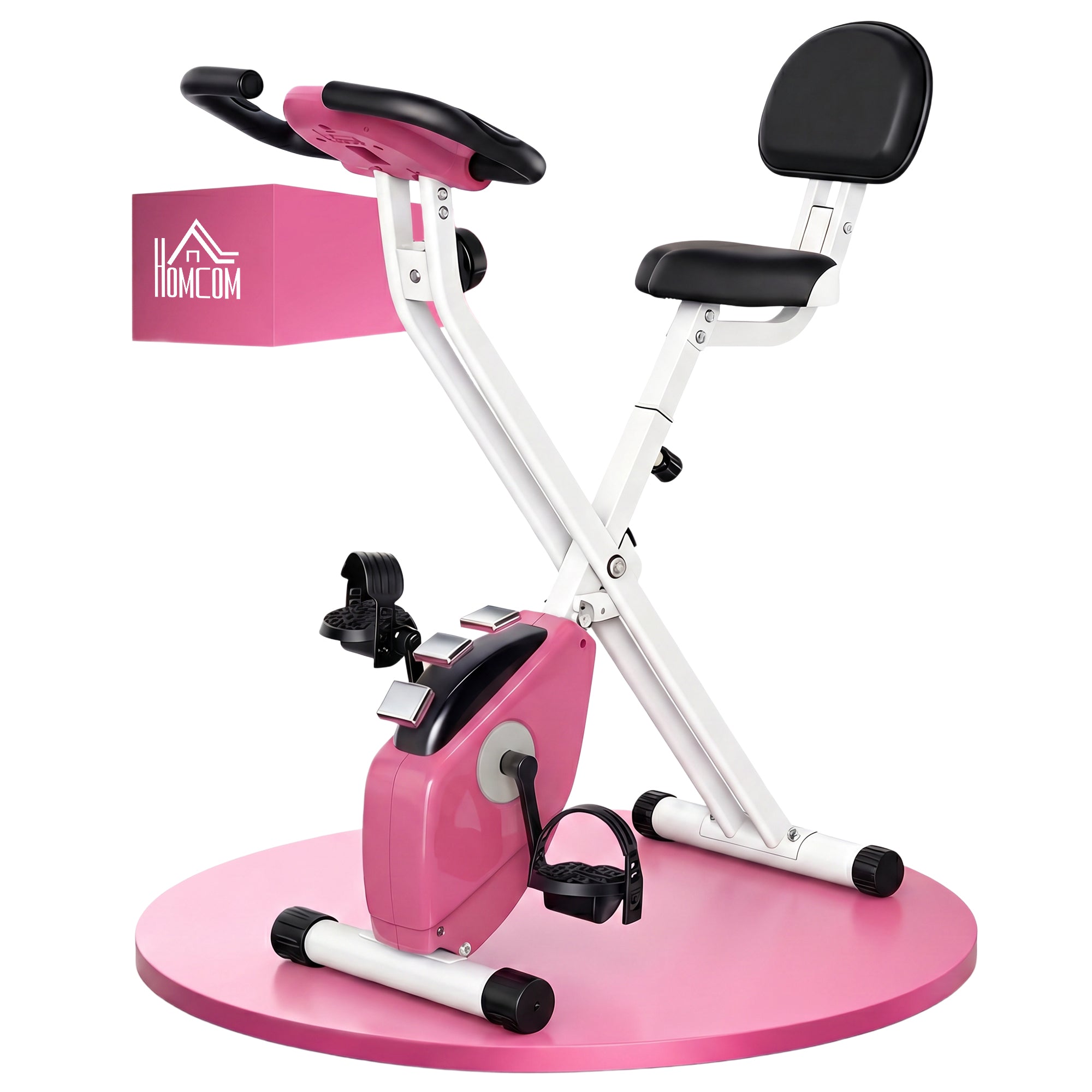 Cyclette Pieghevole Magnetica Cardio-training - Sport a Casa con 8 Livelli di Resistenza e Rotelle - Home Trainer Silenzioso con Cardiofrequenzimetro per Fitness Uomo e Donna, Rosa